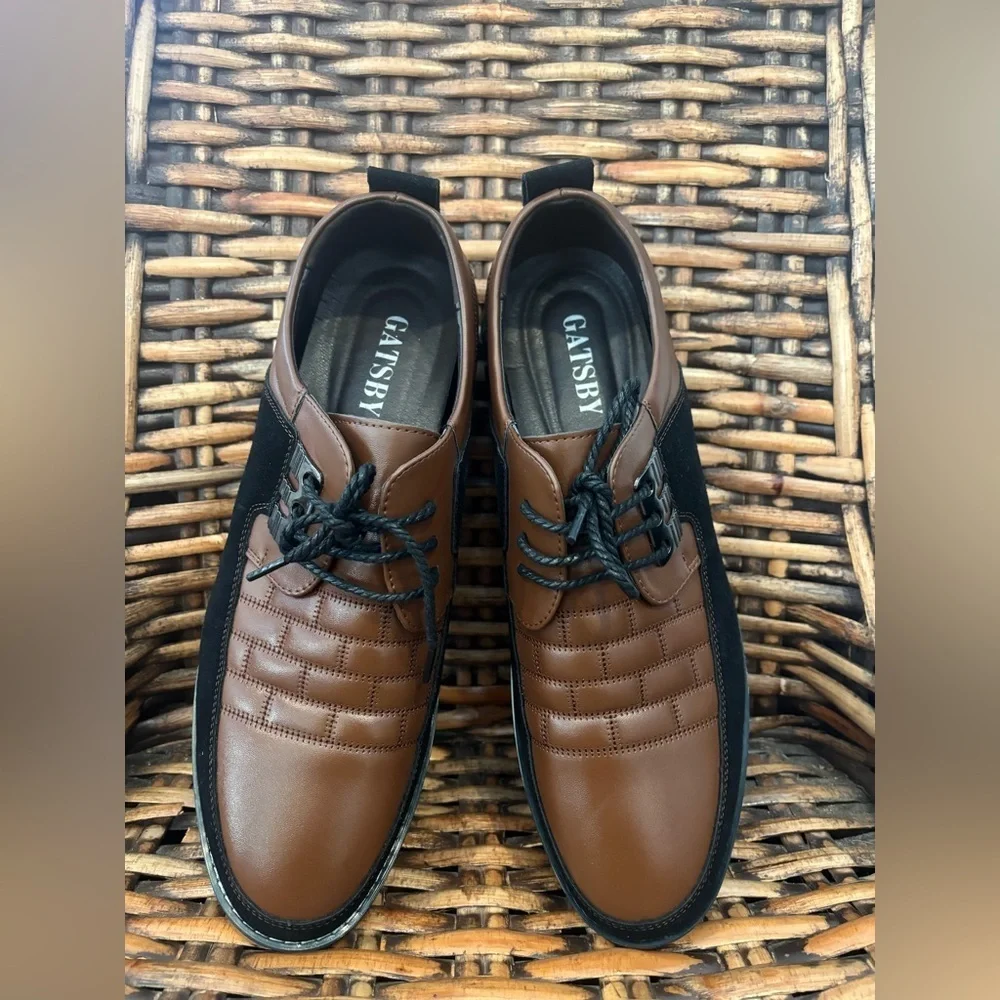 Gatsby Oxford Shoes Men's Size 49 US 14.5 Derby Orthopedic Comfort Brown Black